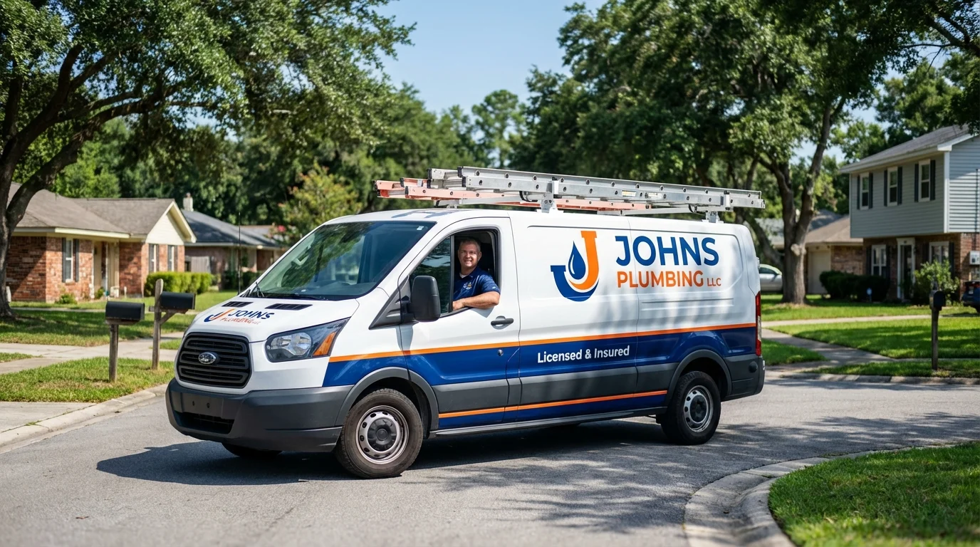 Johns Plumbing LLC service van in Cape Coral, FL