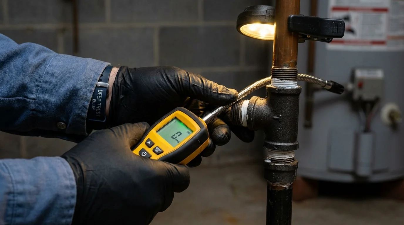 Gas leak detection with electronic sniffer by Johns Plumbing LLC in Cape Coral
