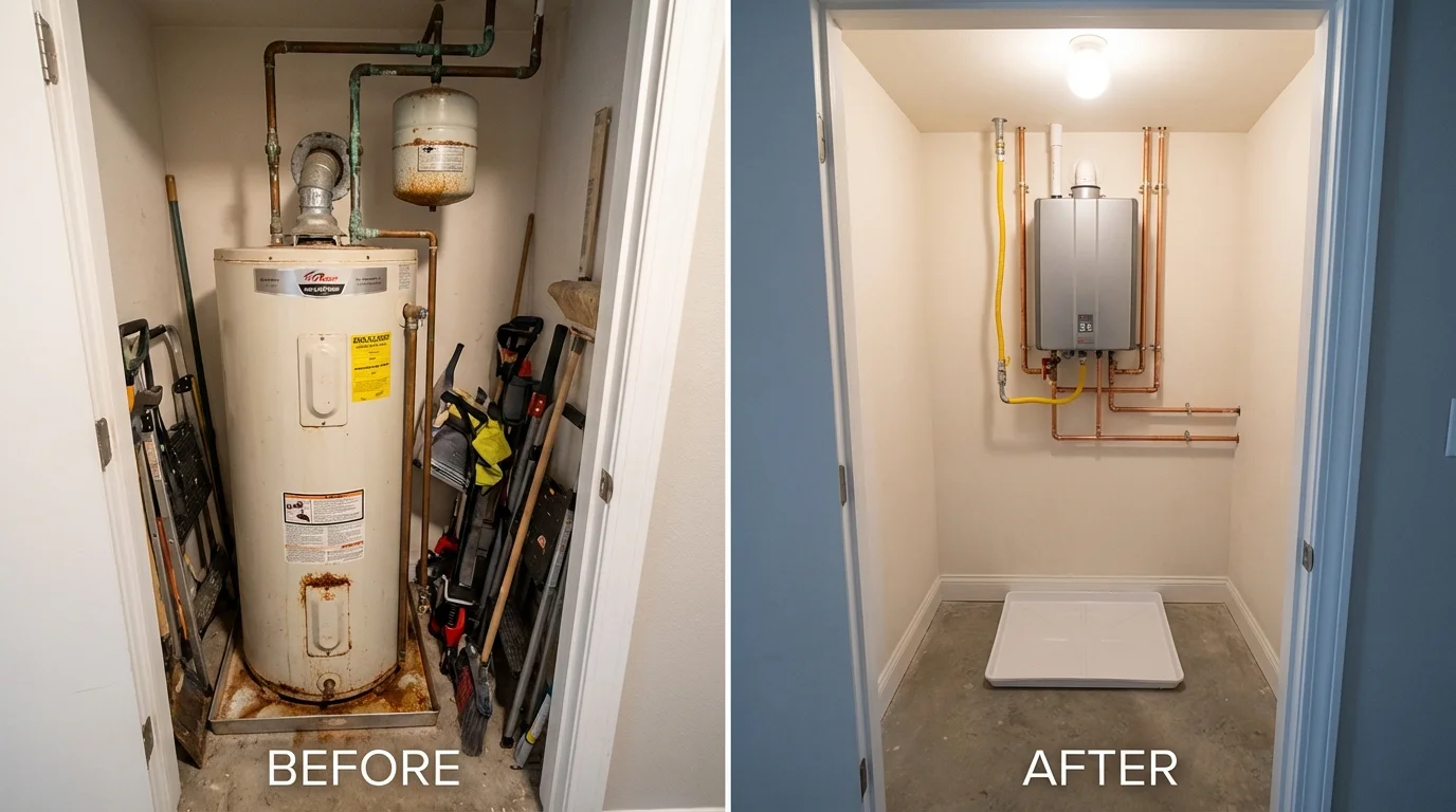 Tank water heater versus wall-mounted tankless unit comparison for Cape Coral, FL homeowners