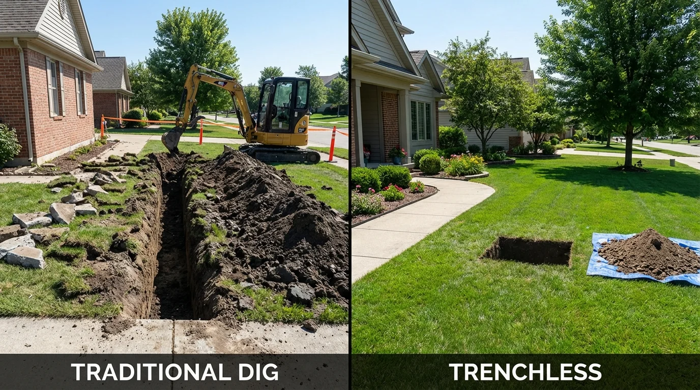 Trenchless sewer repair with minimal yard damage versus traditional excavation in Cape Coral, FL